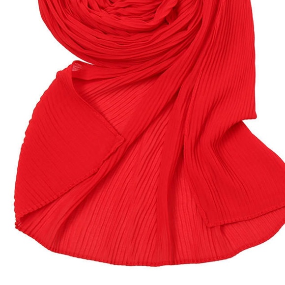 Finely pleated hijab stretchy hijab Islamic scarf shayla Red Hijab - Picture 2 of 2